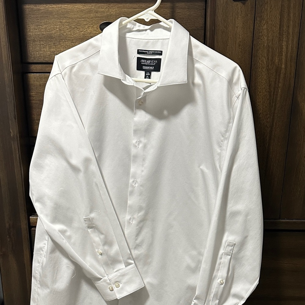 Kenneth Cole Men's White Slim Fit Dress Shirt